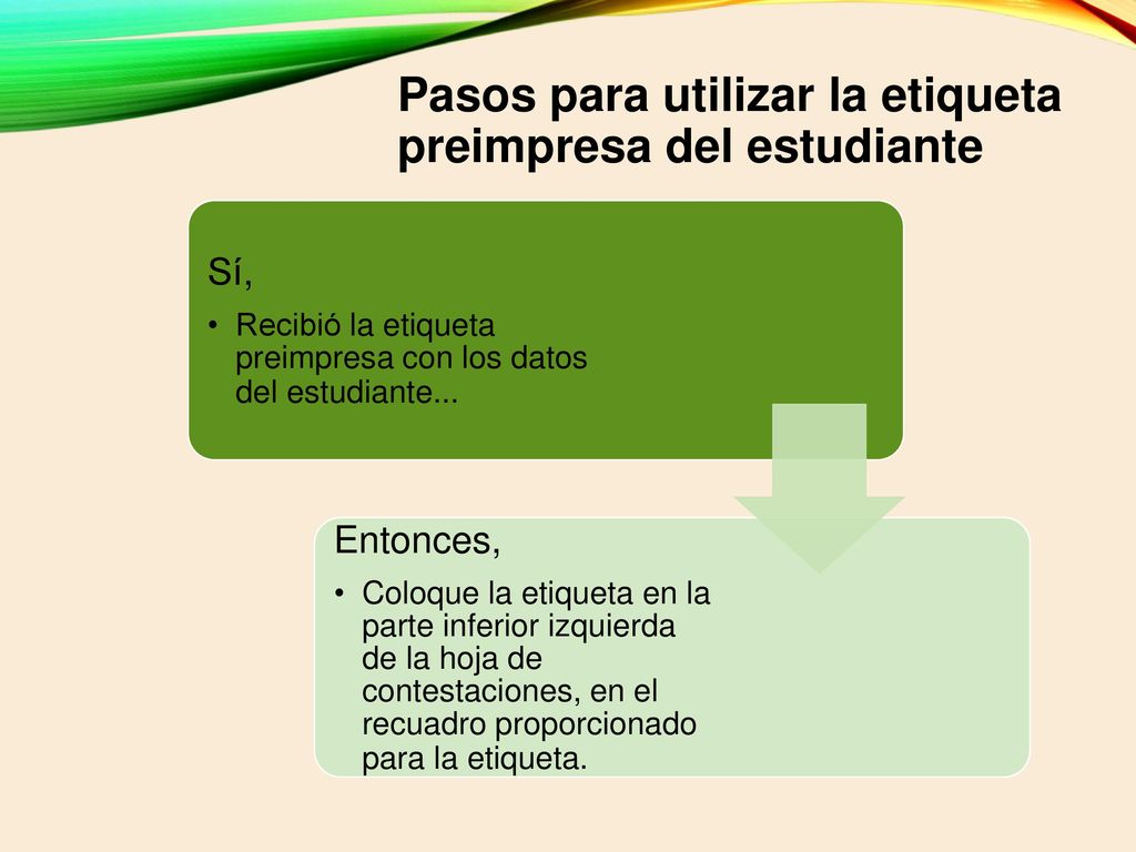 Pasos para utilizar la etiqueta preimpresa del estudiante