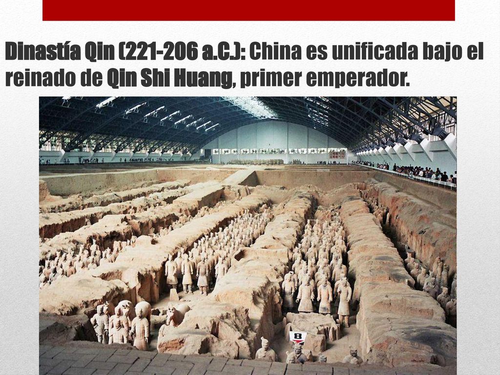 Dinastía Qin ( a.C.): China es unificada bajo el reinado de Qin Shi Huang, primer emperador.