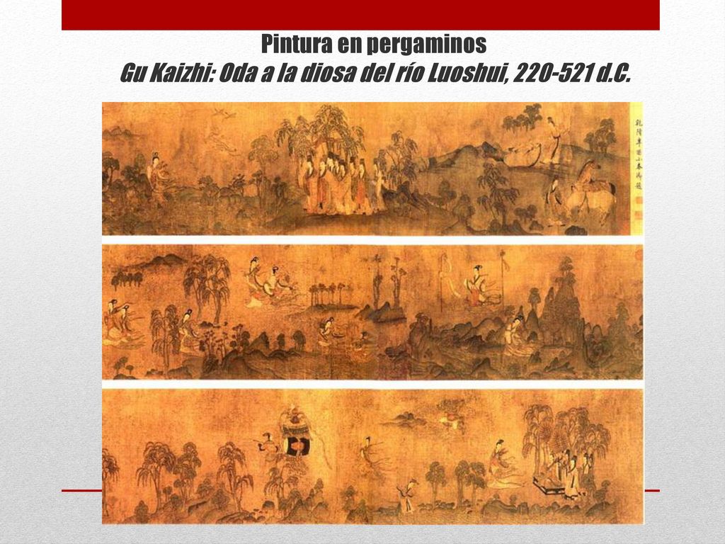 Pintura en pergaminos Gu Kaizhi: Oda a la diosa del río Luoshui, d.C.