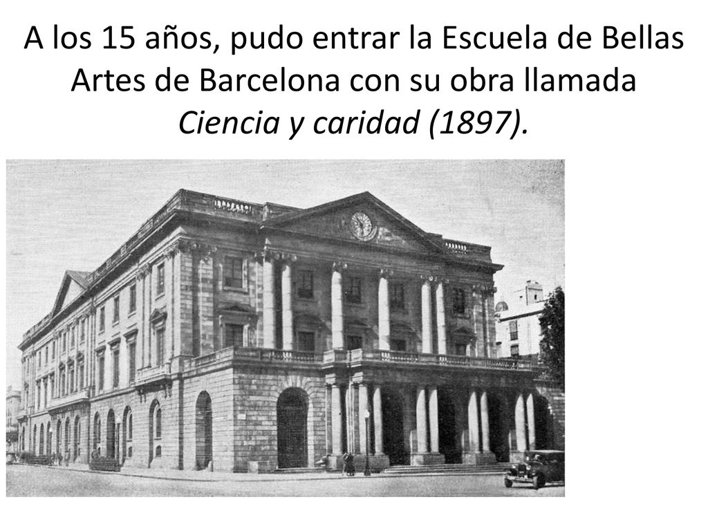 A los 15 años, pudo entrar la Escuela de Bellas Artes de Barcelona con su obra llamada
