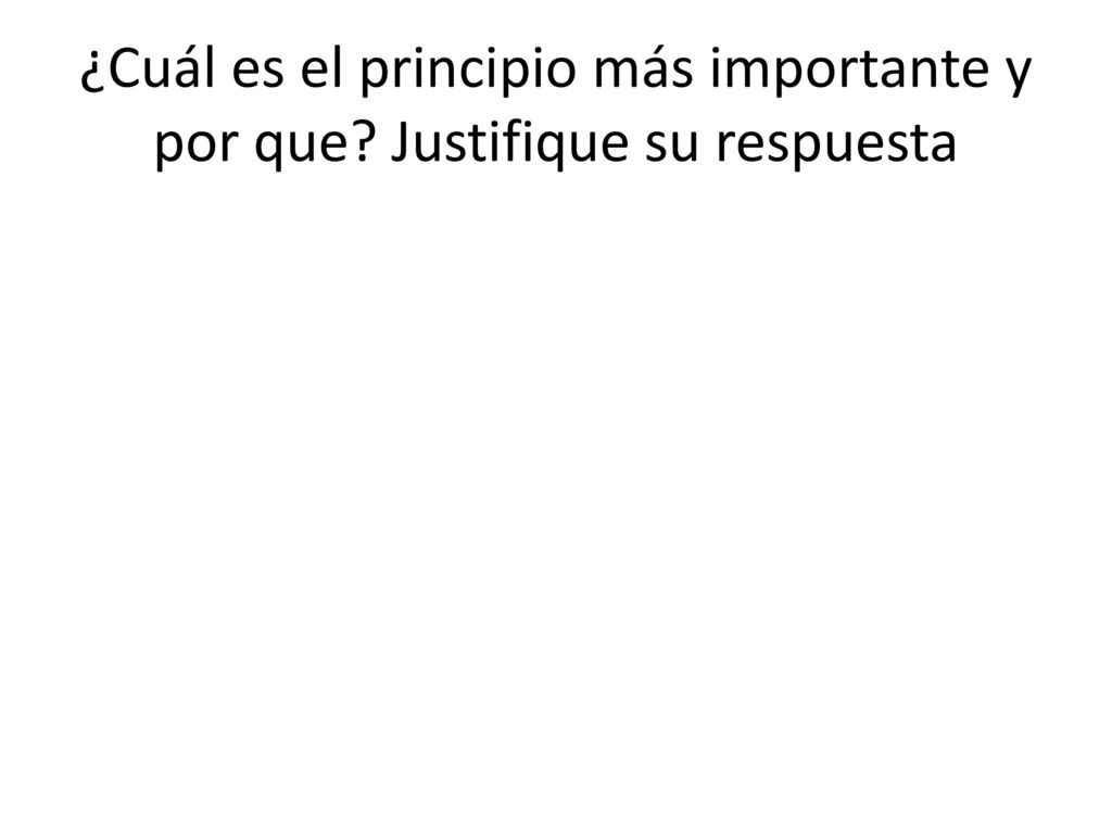 ¿Cuál es el principio más importante y por que Justifique su respuesta