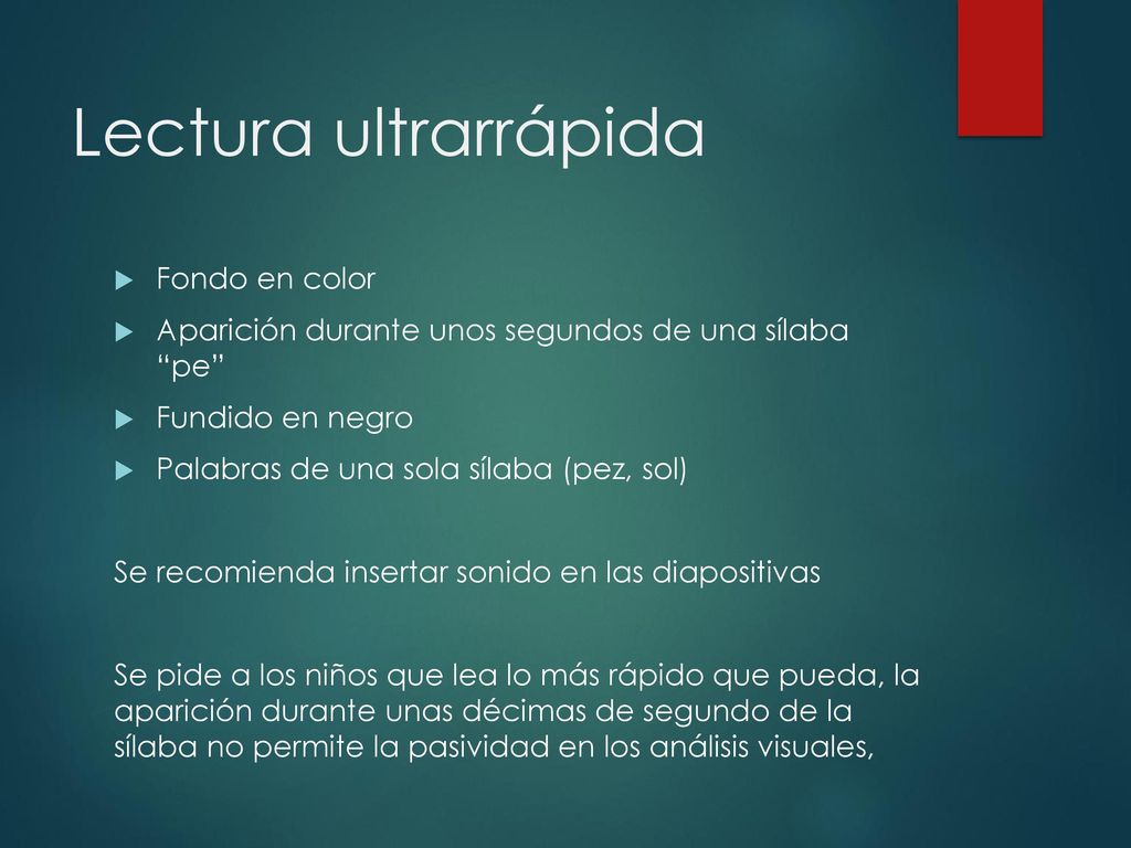 Lectura ultrarrápida Fondo en color