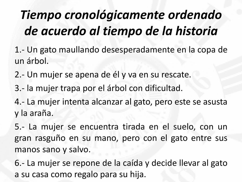 Tiempo cronológicamente ordenado de acuerdo al tiempo de la historia