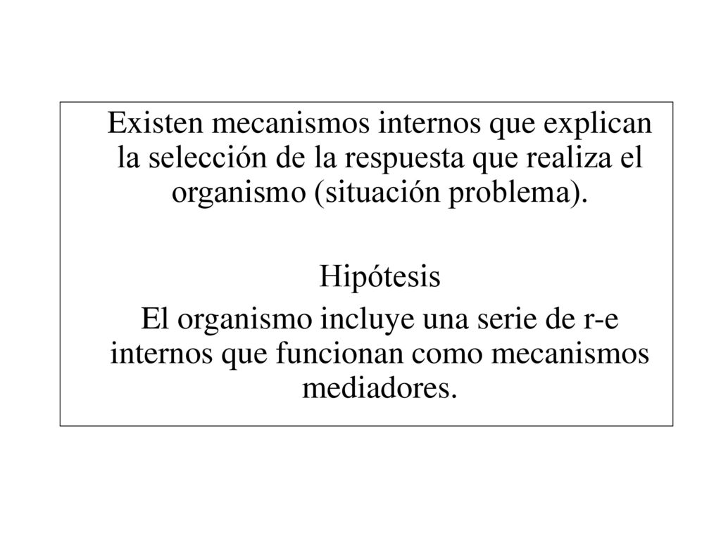Existen mecanismos internos que explican la selección de la respuesta que realiza el organismo (situación problema).