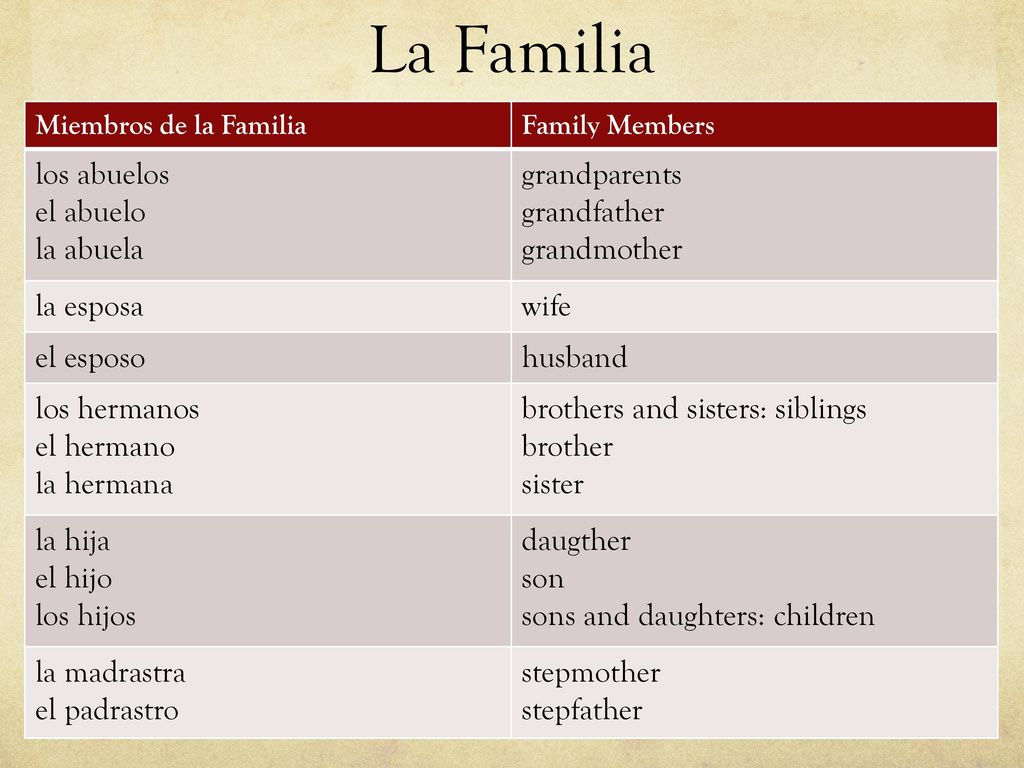 La Familia los abuelos el abuelo la abuela grandparents grandfather