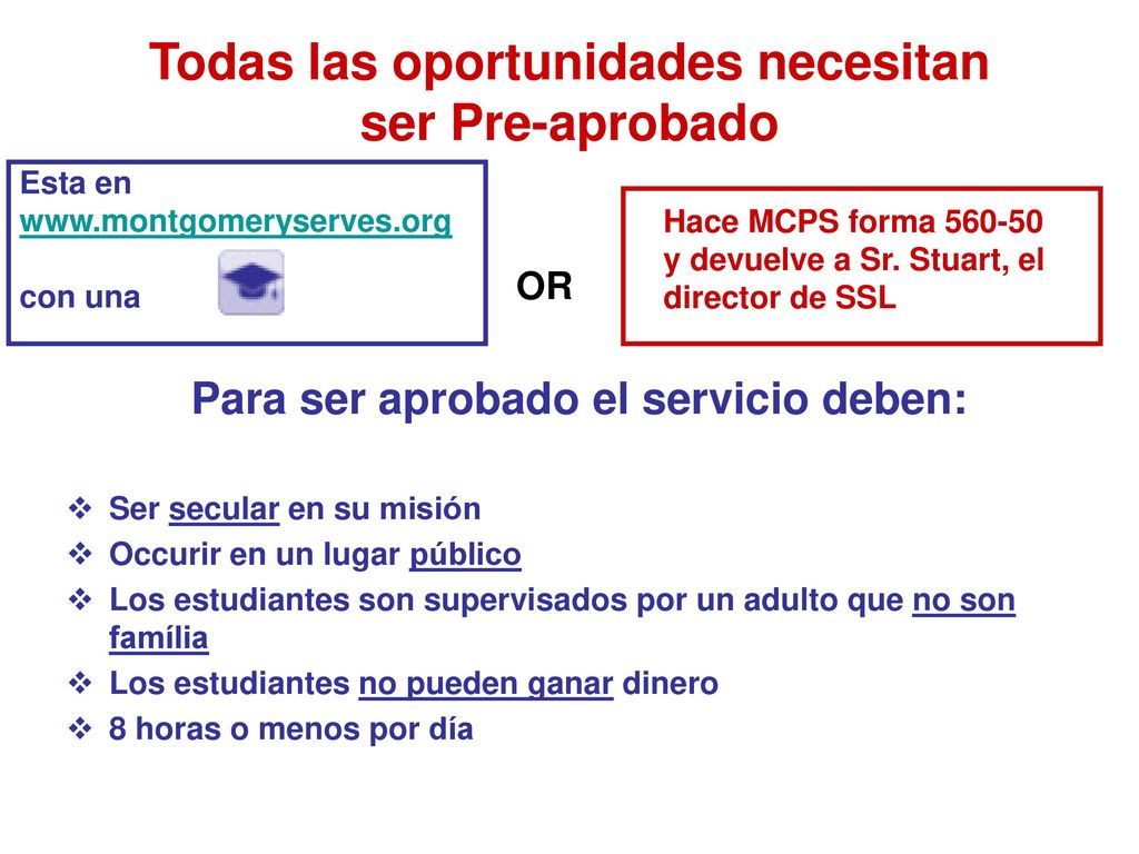 Todas las oportunidades necesitan Para ser aprobado el servicio deben: