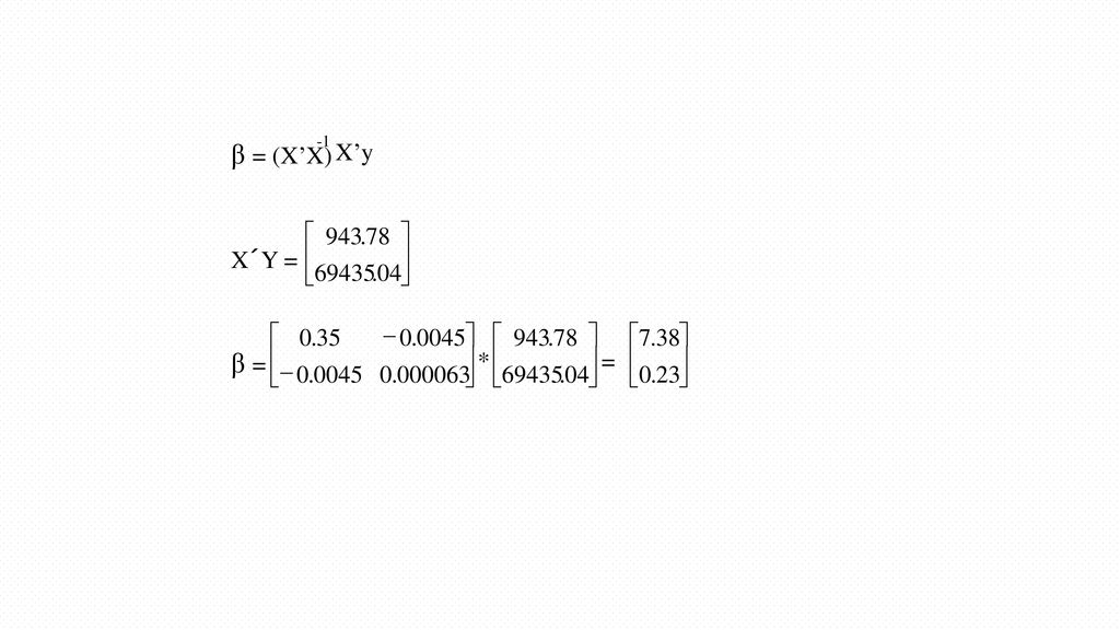 β = (X’X) β = X’y X´Y = ú û ù ê ë é