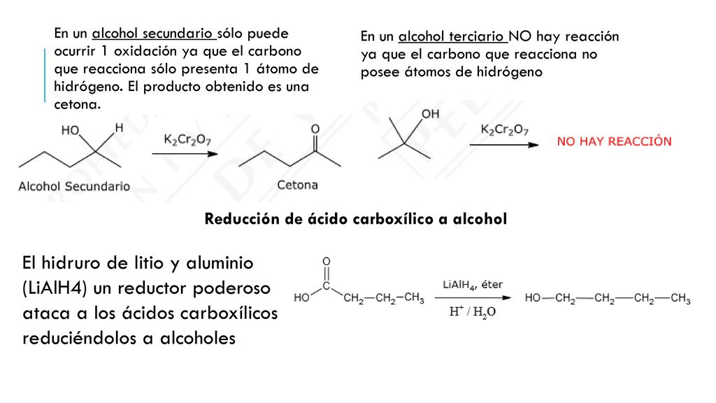 En un alcohol secundario sólo puede ocurrir 1 oxidación ya que el carbono que reacciona sólo presenta 1 átomo de hidrógeno. El producto obtenido es una cetona.