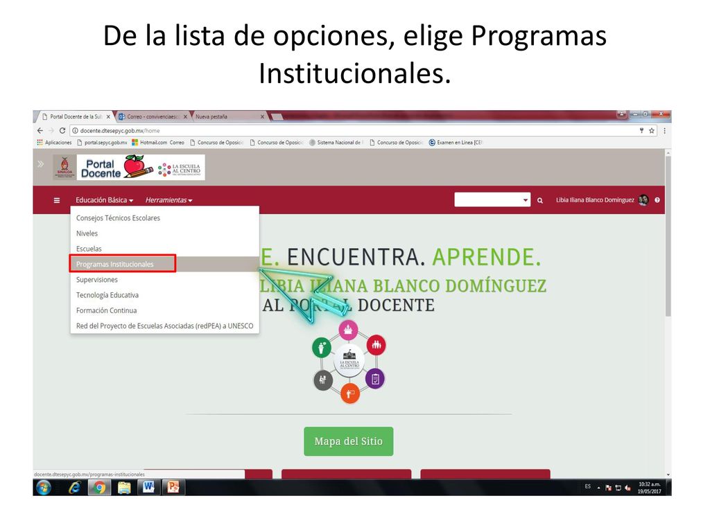 De la lista de opciones, elige Programas Institucionales.