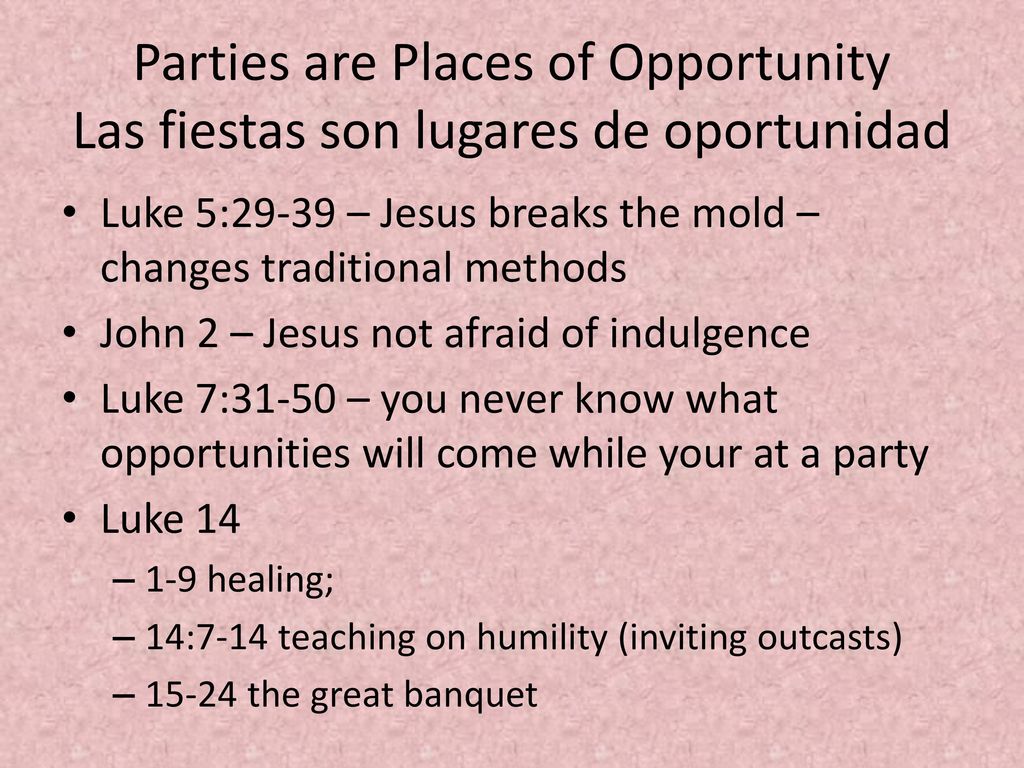 Parties are Places of Opportunity Las fiestas son lugares de oportunidad