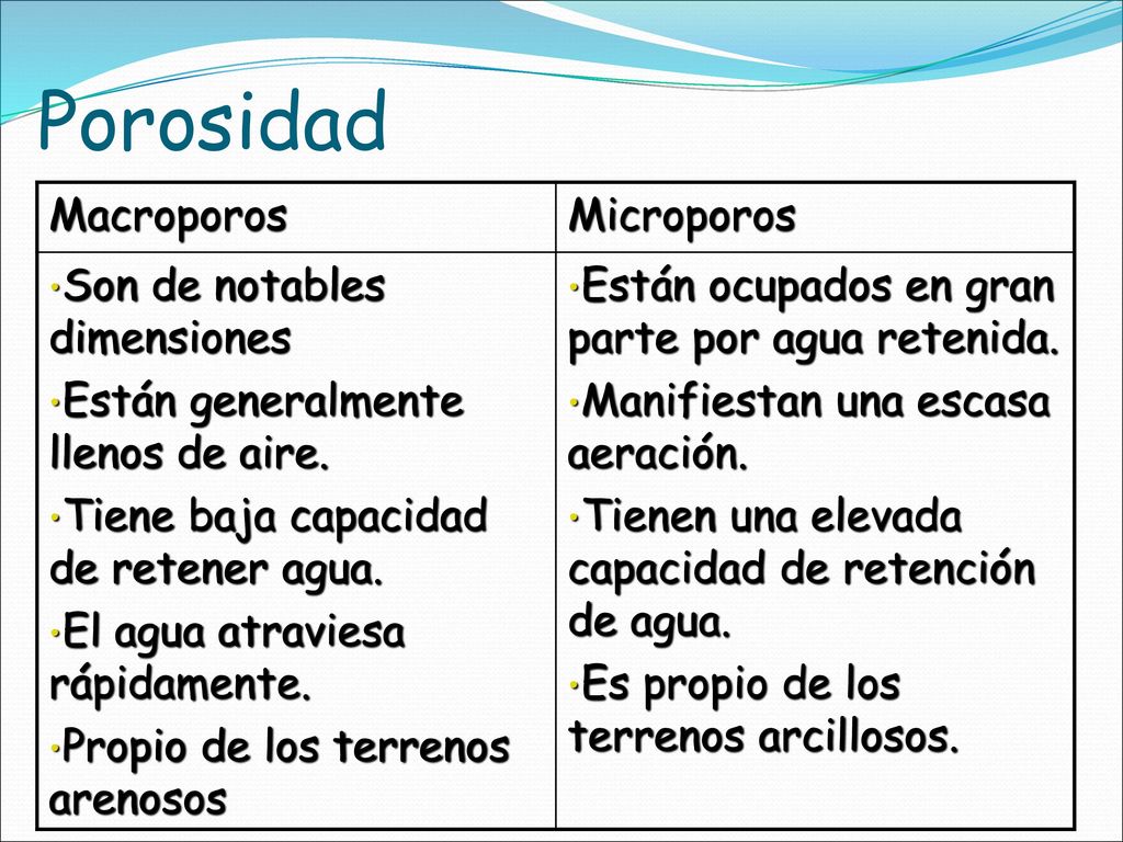 Porosidad Macroporos Microporos Son de notables dimensiones