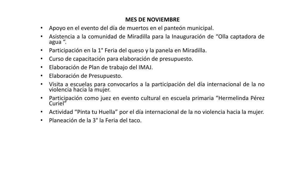 MES DE NOVIEMBRE Apoyo en el evento del día de muertos en el panteón municipal.