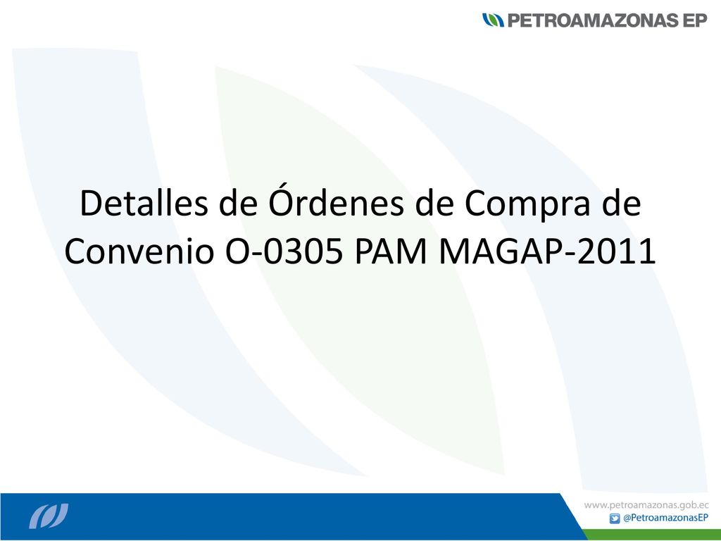 Detalles de Órdenes de Compra de Convenio O-0305 PAM MAGAP-2011