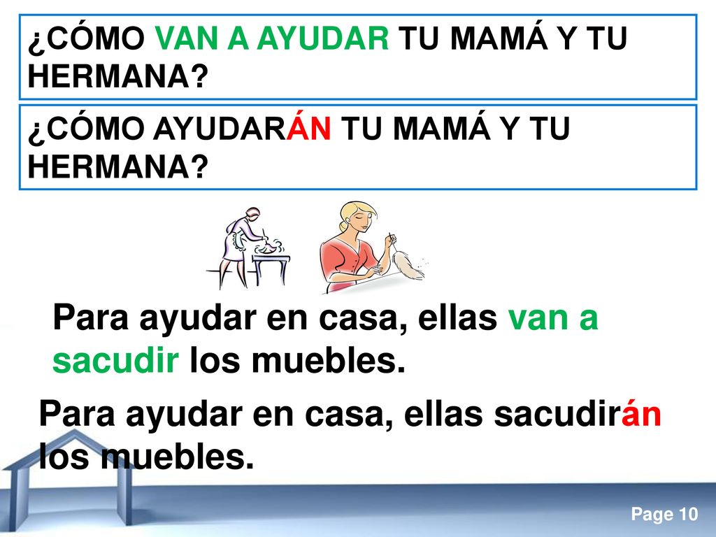 Para ayudar en casa, ellas van a sacudir los muebles.