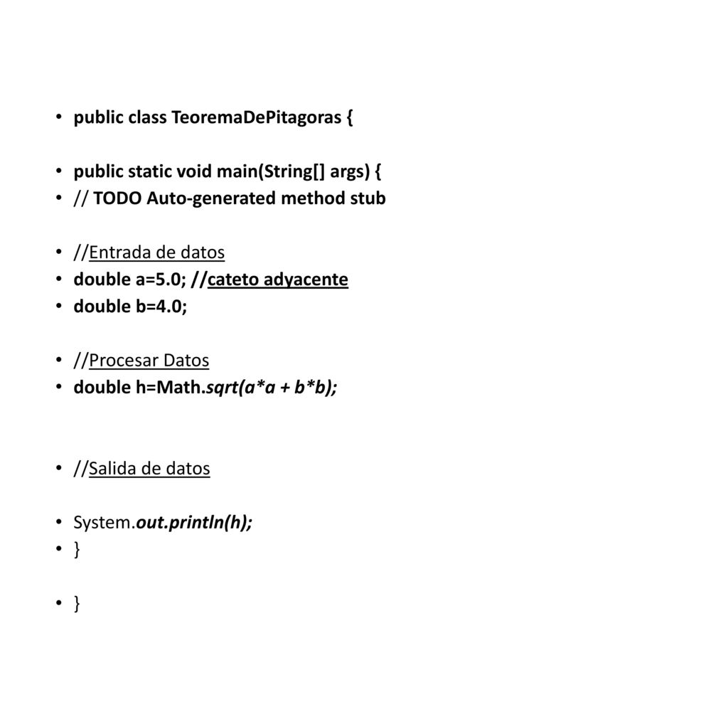 public class TeoremaDePitagoras {