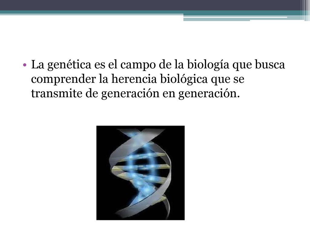 La genética es el campo de la biología que busca comprender la herencia biológica que se transmite de generación en generación.