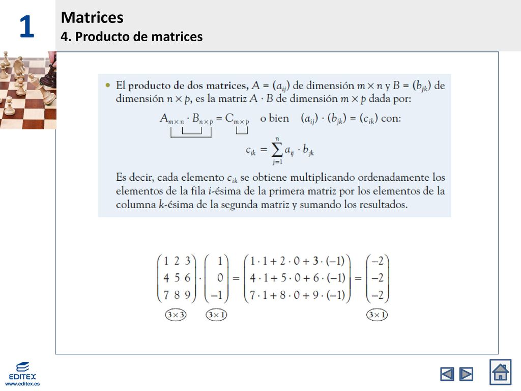 1 Matrices 4. Producto de matrices