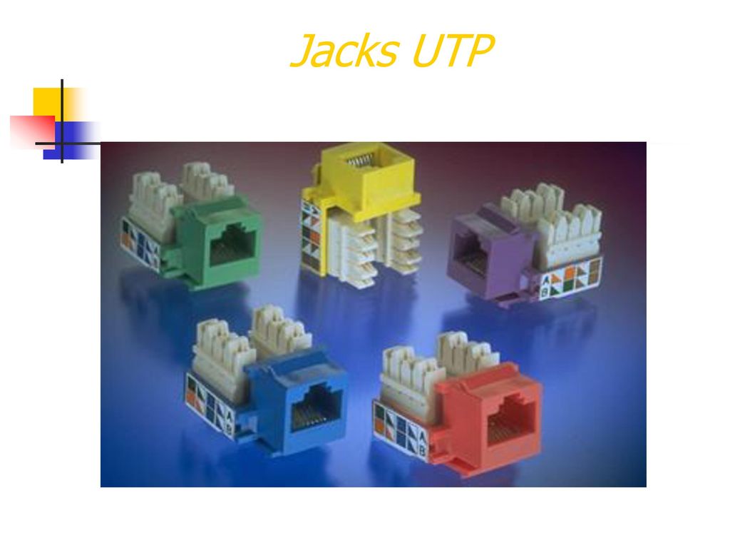 Jacks UTP The factory-installed color-coded label indicates wire positions for both T568A and T568B wiring patterns.