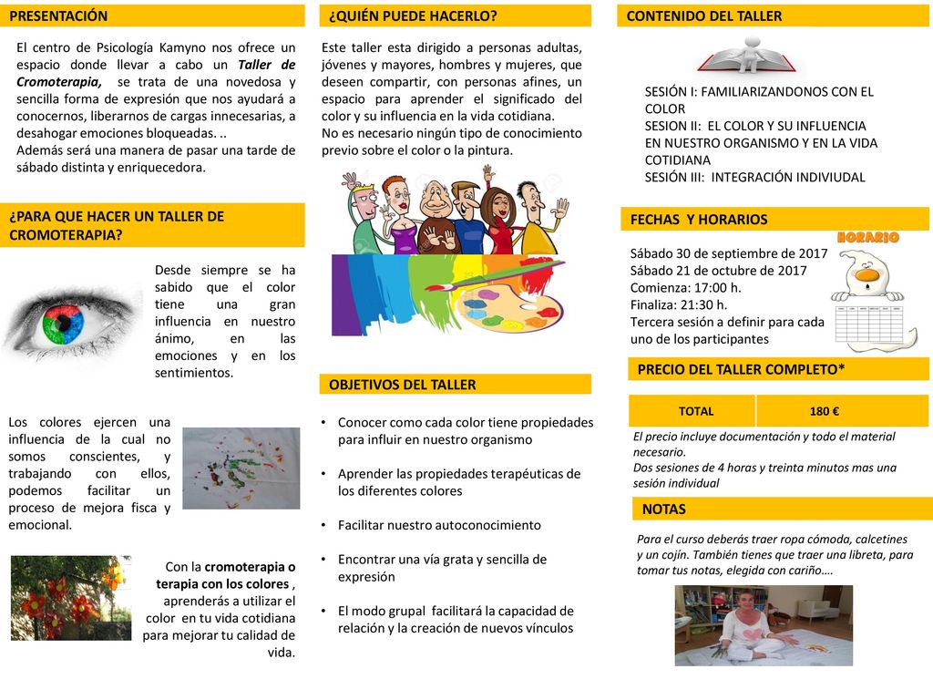 ¿PARA QUE HACER UN TALLER DE CROMOTERAPIA FECHAS Y HORARIOS