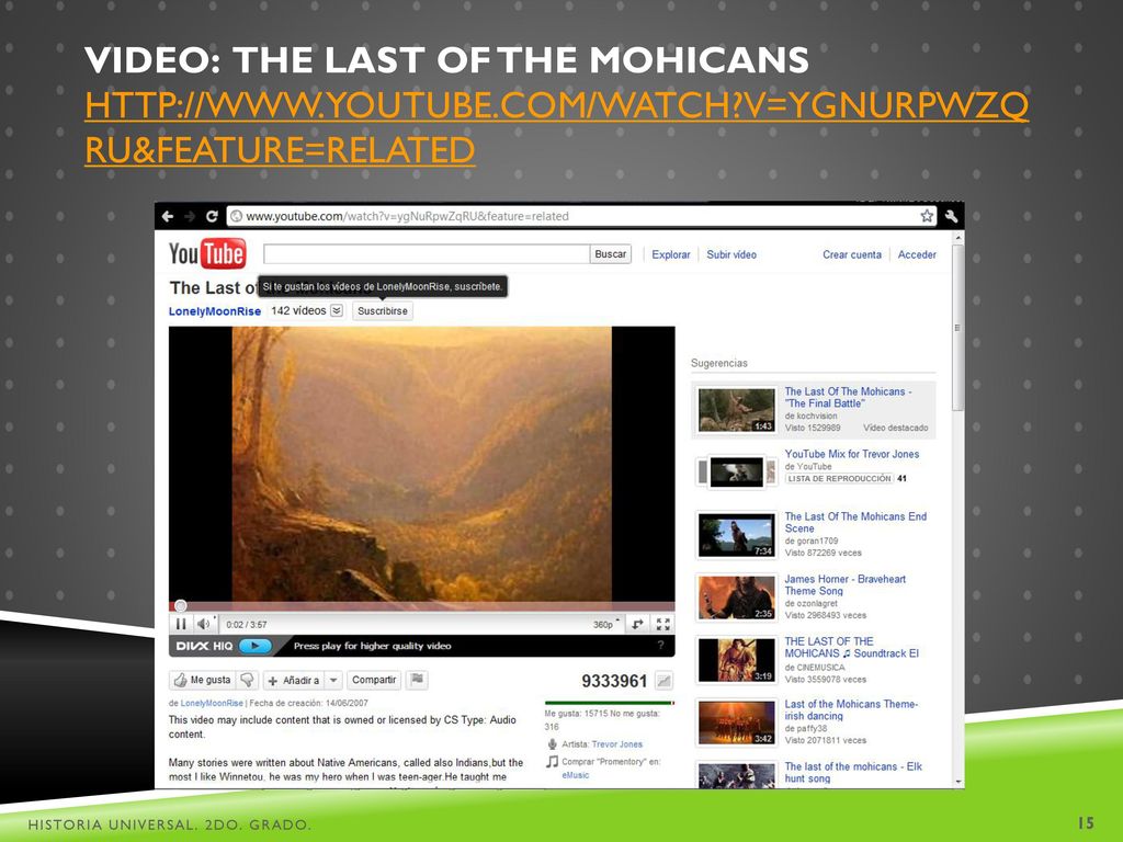 Video: The Last of the Mohicans   youtube. com/watch