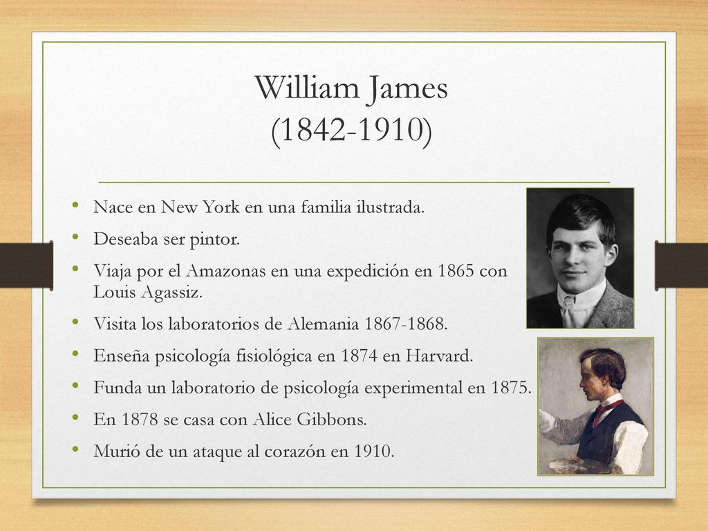 William James ( ) Nace en New York en una familia ilustrada.