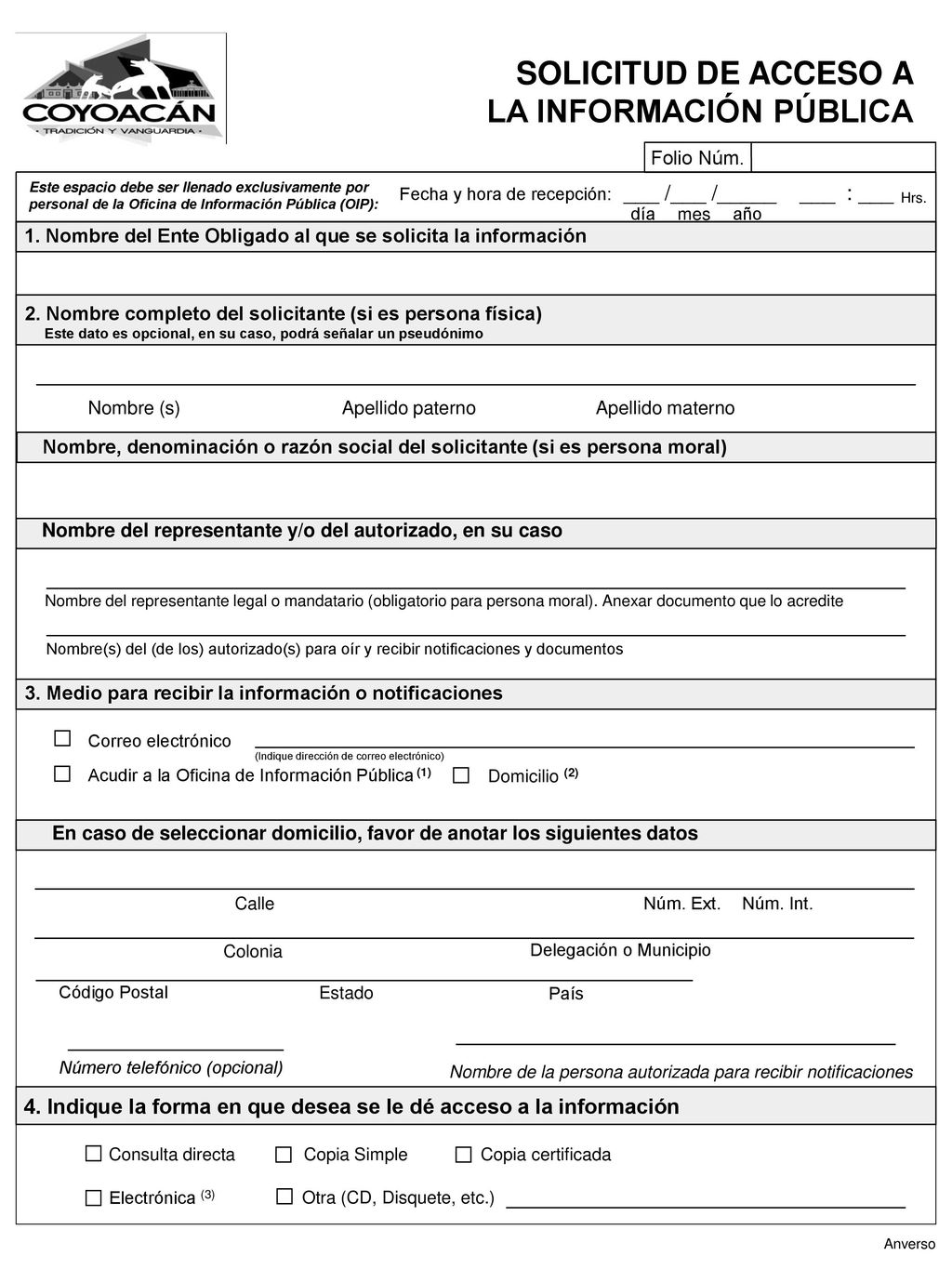 1. Nombre del Ente Obligado al que se solicita la información