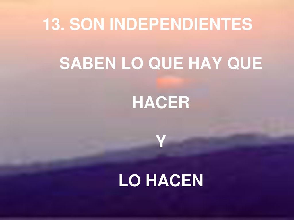13. SON INDEPENDIENTES SABEN LO QUE HAY QUE HACER Y LO HACEN