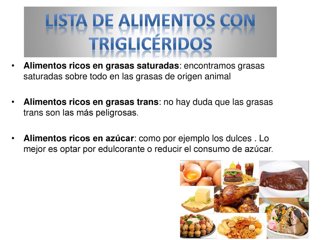 Lista de alimentos con triglicéridos