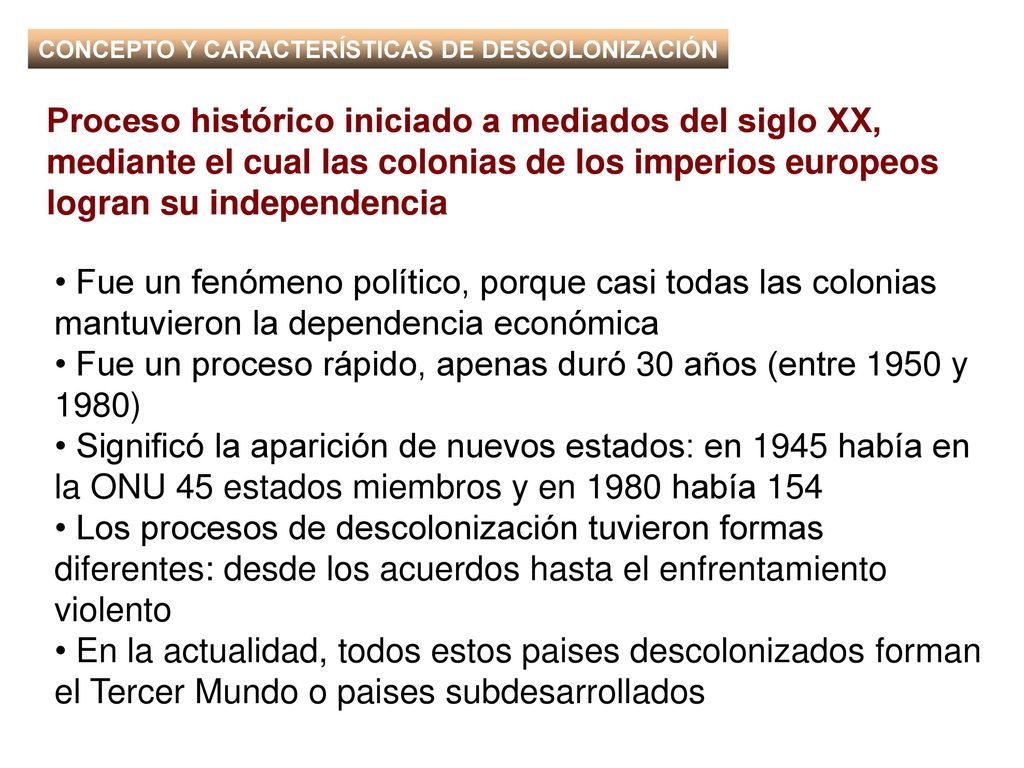 Fue un proceso rápido, apenas duró 30 años (entre 1950 y 1980)