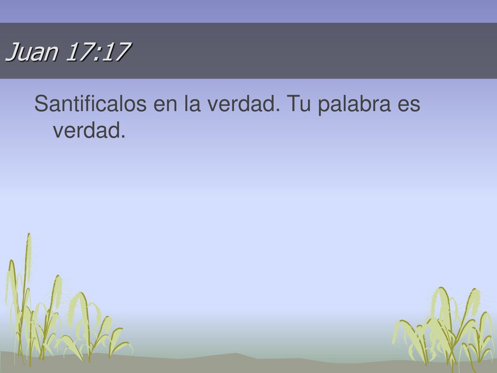 Juan 17:17 Santificalos en la verdad. Tu palabra es verdad.