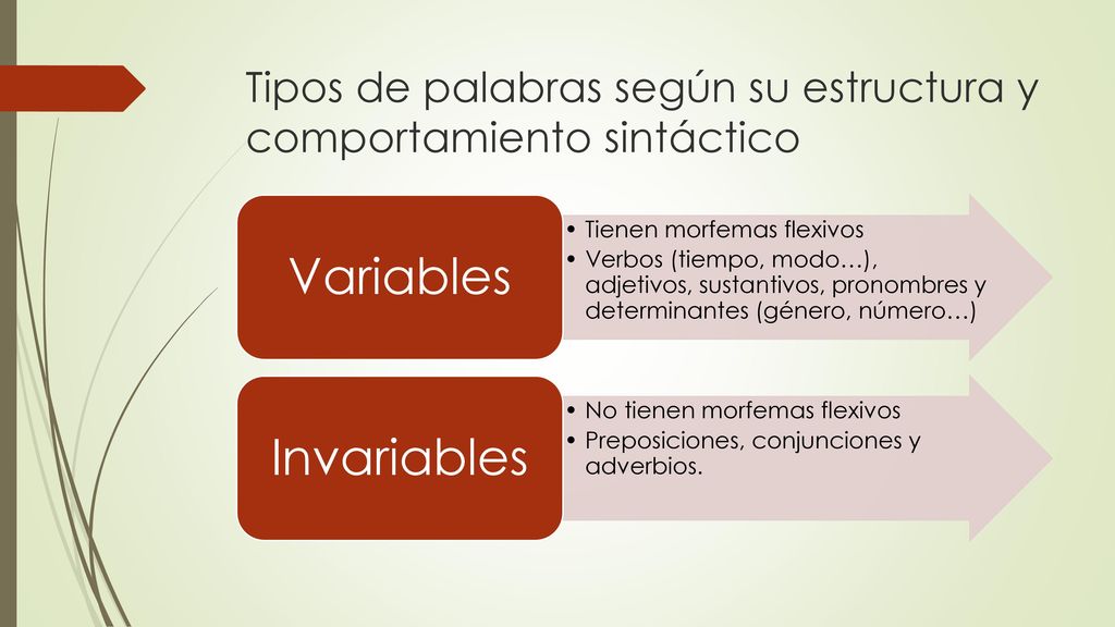 Tipos de palabras según su estructura y comportamiento sintáctico