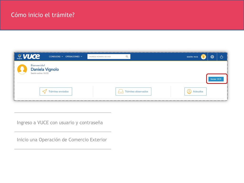 Cómo inicio el trámite Ingreso a VUCE con usuario y contraseña