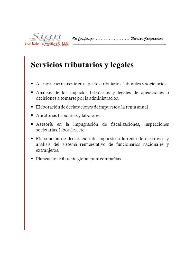 Servicios tributarios y legales