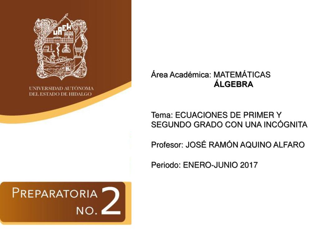 Tema: ECUACIONES DE PRIMER Y SEGUNDO GRADO CON UNA INCÓGNITA