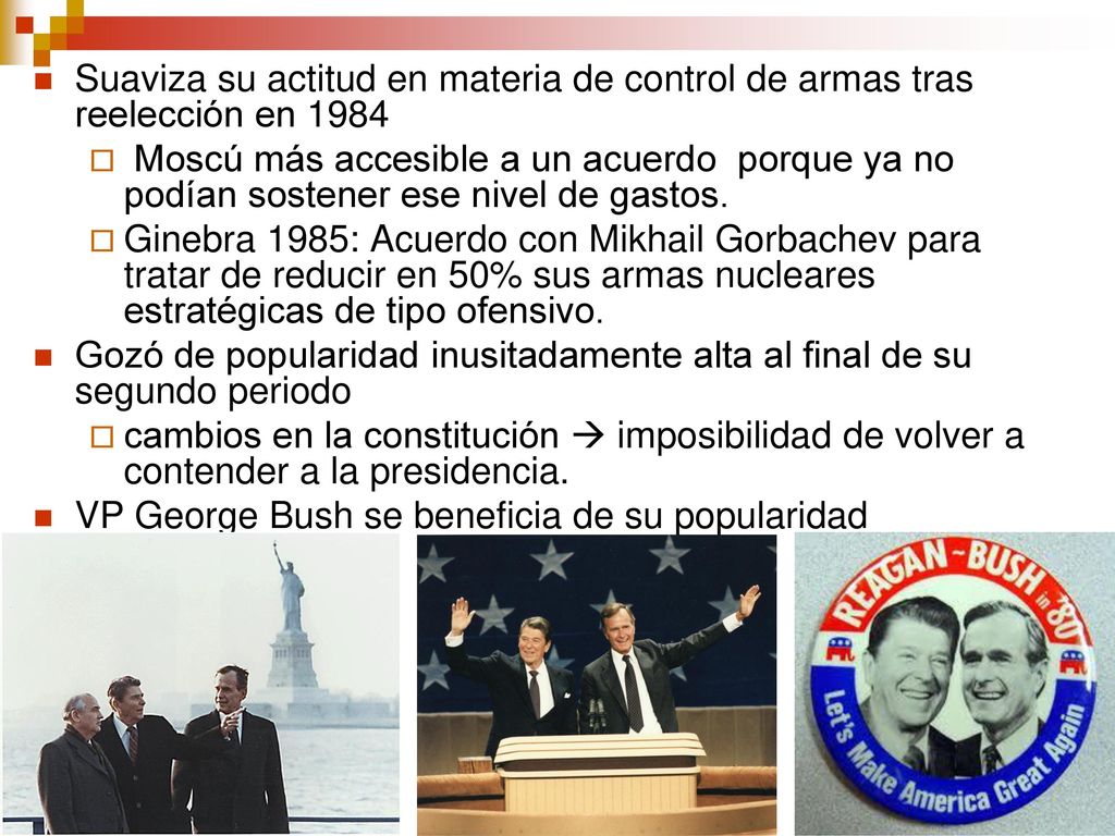 Suaviza su actitud en materia de control de armas tras reelección en 1984