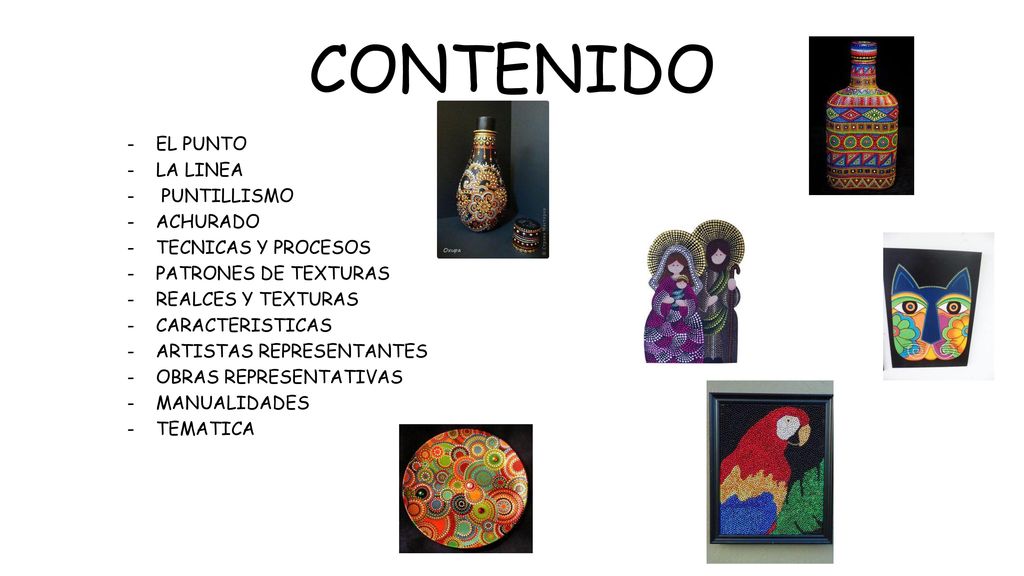 CONTENIDO EL PUNTO LA LINEA PUNTILLISMO ACHURADO TECNICAS Y PROCESOS