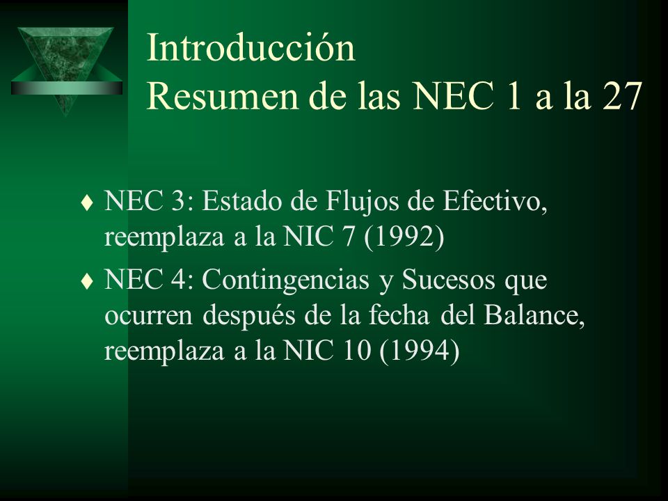 Introducción Resumen de las NEC 1 a la 27