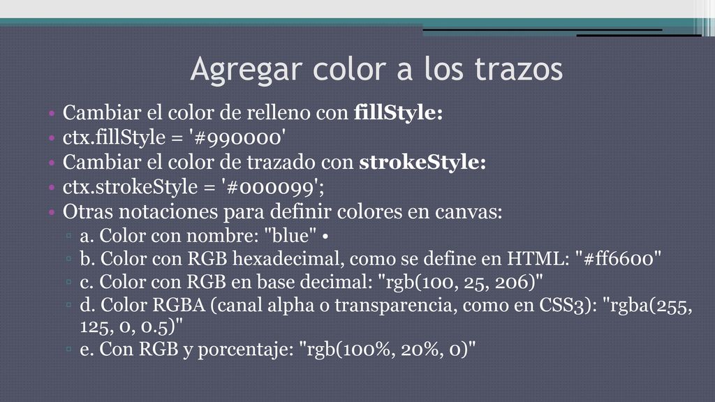 Agregar color a los trazos