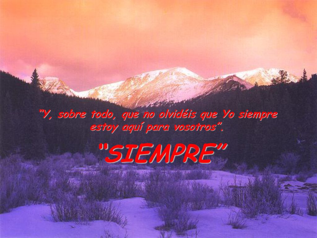 Y, sobre todo, que no olvidéis que Yo siempre estoy aquí para vosotros .
