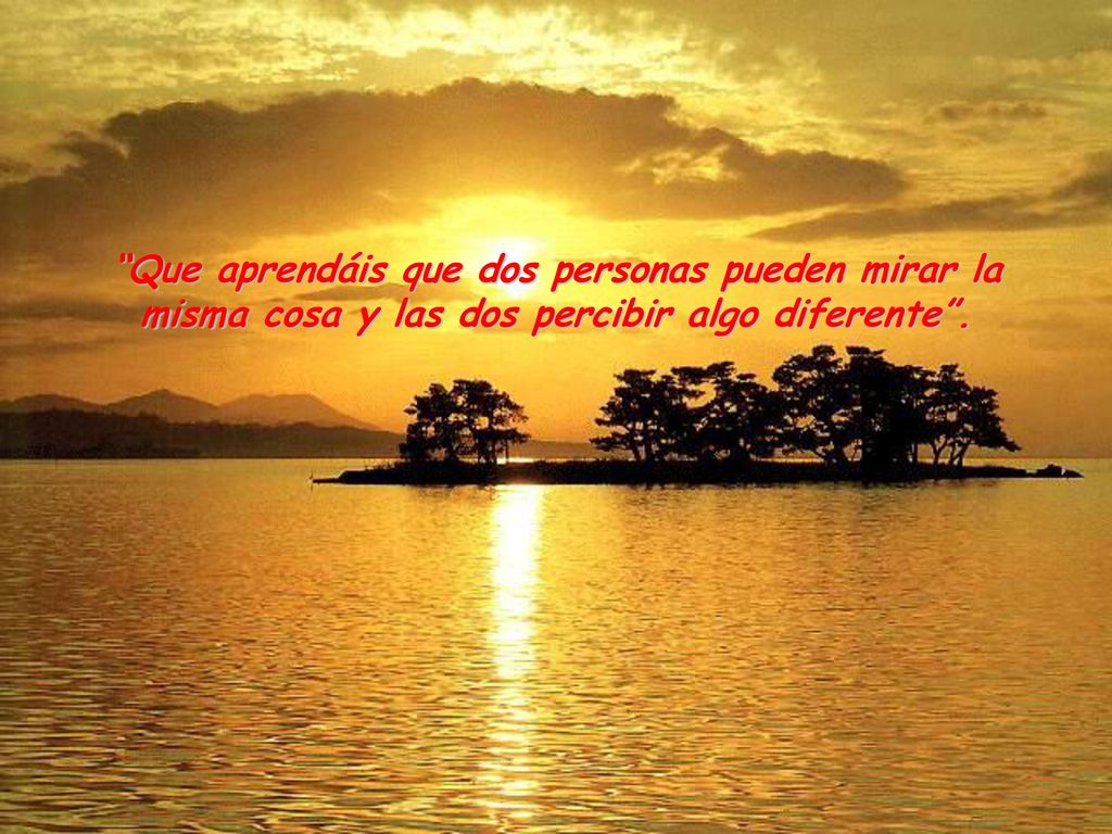 Que aprendáis que dos personas pueden mirar la misma cosa y las dos percibir algo diferente .
