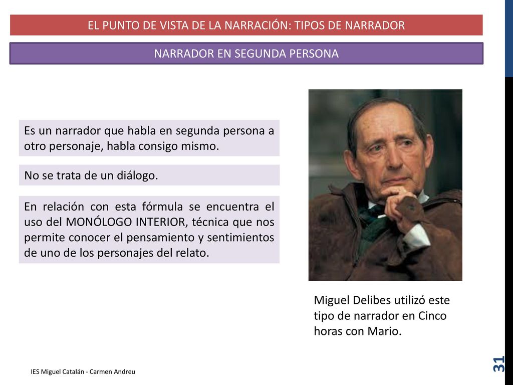 EL PUNTO DE VISTA DE LA NARRACIÓN: TIPOS DE NARRADOR