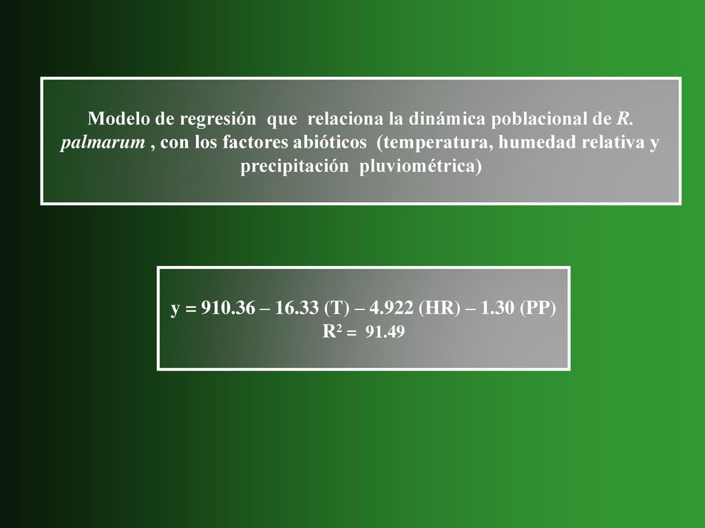 Modelo de regresión que relaciona la dinámica poblacional de R