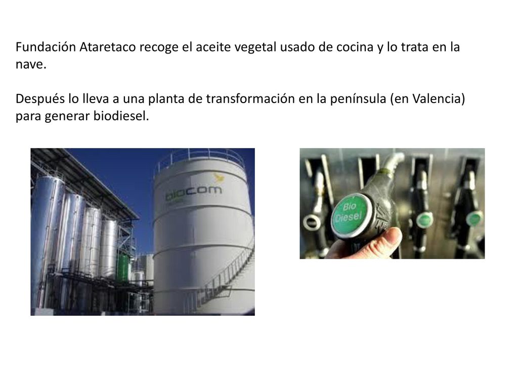 Fundación Ataretaco recoge el aceite vegetal usado de cocina y lo trata en la nave.