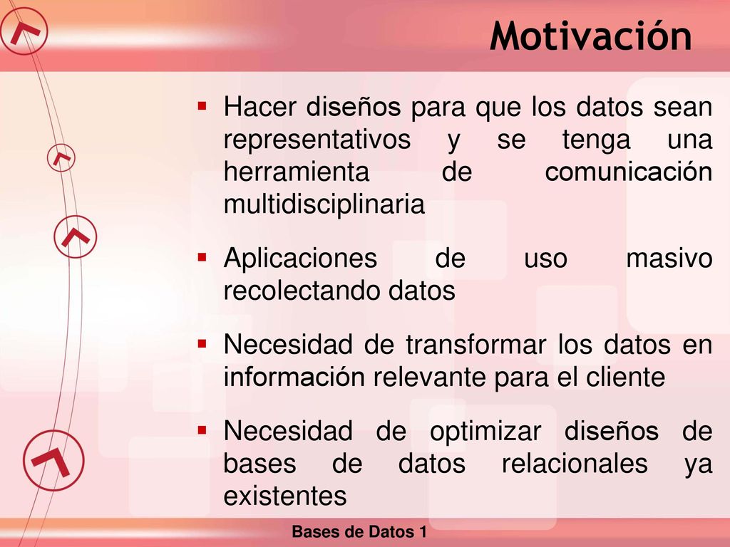 Motivación Hacer diseños para que los datos sean representativos y se tenga una herramienta de comunicación multidisciplinaria.
