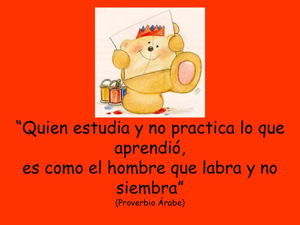 Quien estudia y no practica lo que aprendió, es como el hombre que labra y no siembra (Proverbio Árabe)