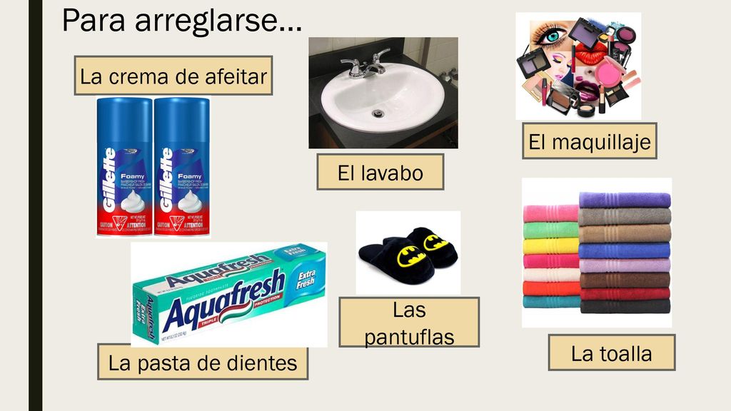 Para arreglarse… La crema de afeitar El maquillaje El lavabo