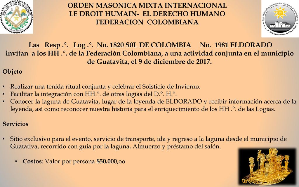 ORDEN MASONICA MIXTA INTERNACIONAL LE DROIT HUMAIN- EL DERECHO HUMANO