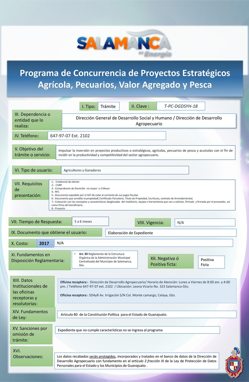 Programa de Concurrencia de Proyectos Estratégicos Agrícola, Pecuarios, Valor Agregado y Pesca