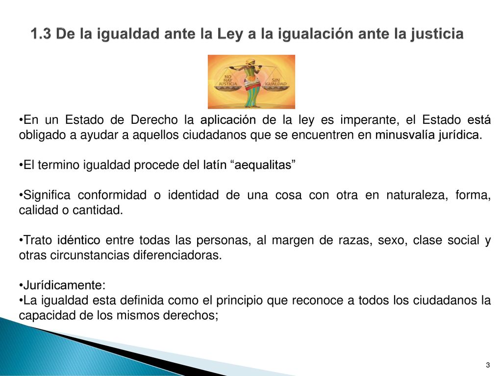1.3 De la igualdad ante la Ley a la igualación ante la justicia