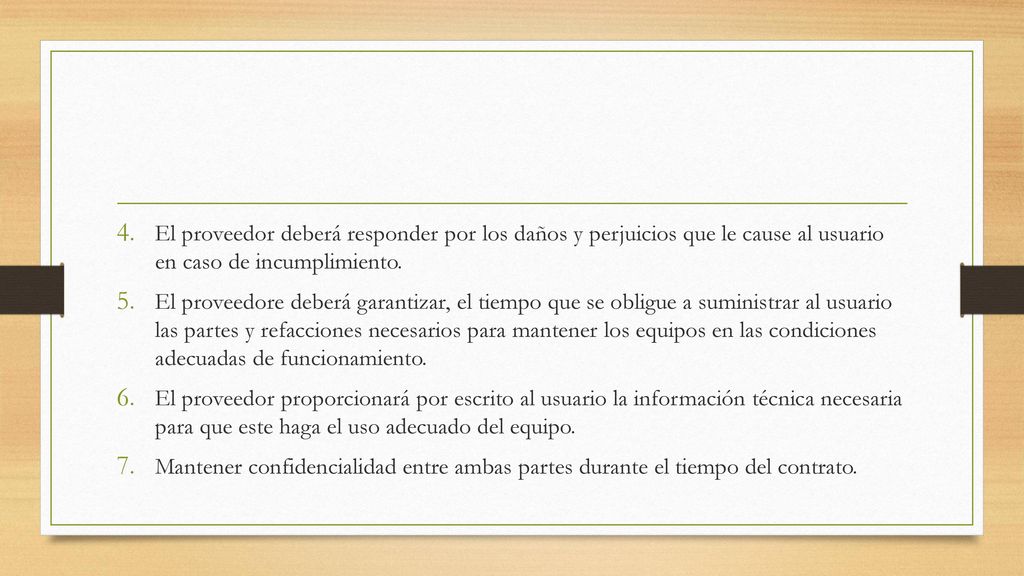 El proveedor deberá responder por los daños y perjuicios que le cause al usuario en caso de incumplimiento.